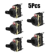 5x SPST Solid Metal Toggle Switch ON/OFF Single Pole For Marine / Automotive 12V