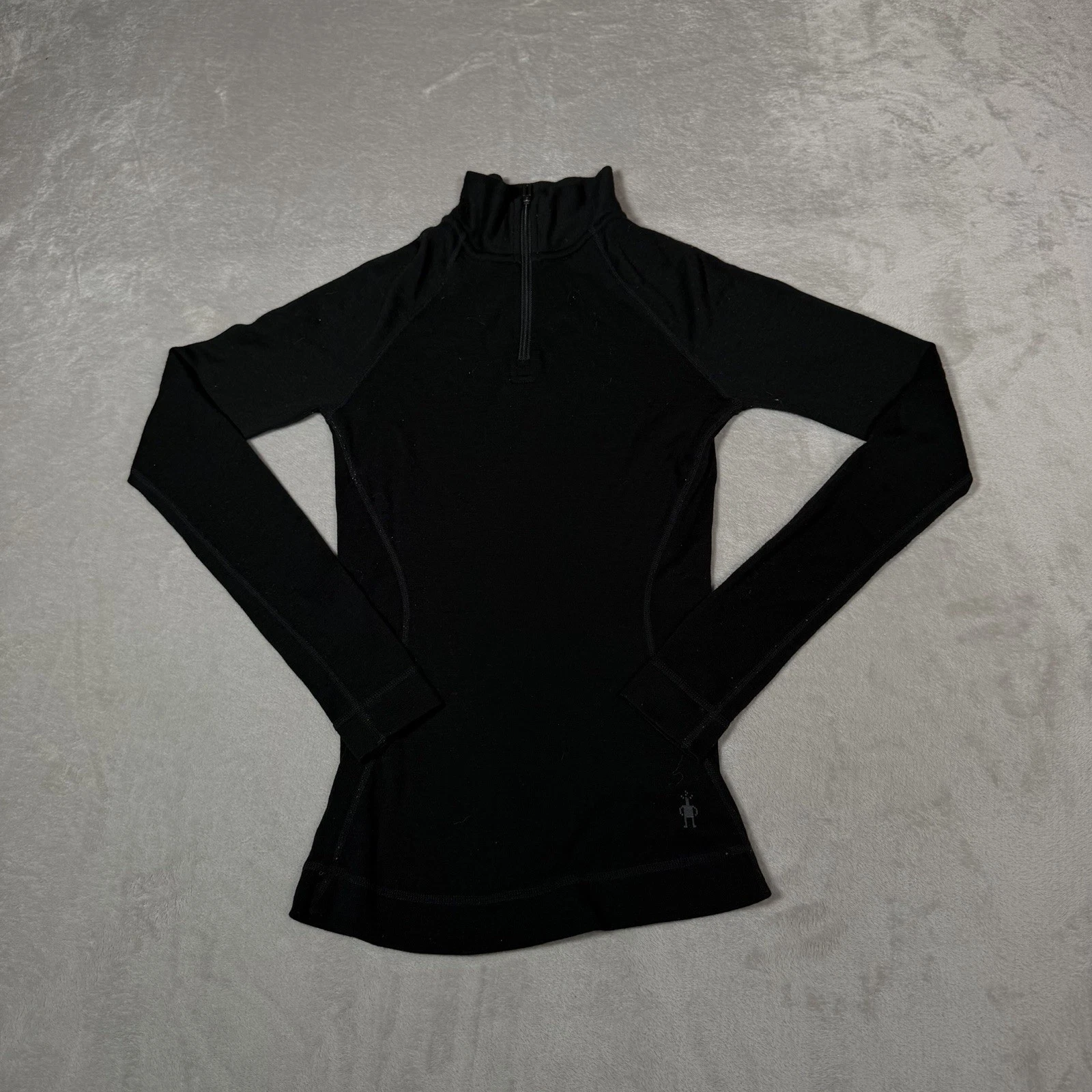 Smartwool Sweater Women Extra Small Black Intraknit 250 1/4 Zip Merino Baselayer