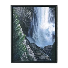 Framed Original 11"x 14" Canvas Signed Painting Waterfall Yosemite Wall Art