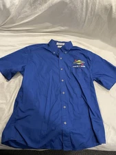 Sunoco Shirt Mens M Blue Doc & Amelia NASCAR Official Fuel Work Uniform Racing