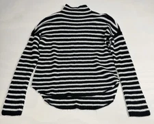 EXPRESS Black White Mock Neck Stripe Long Sleeve Sweater Women’s S Retail $60