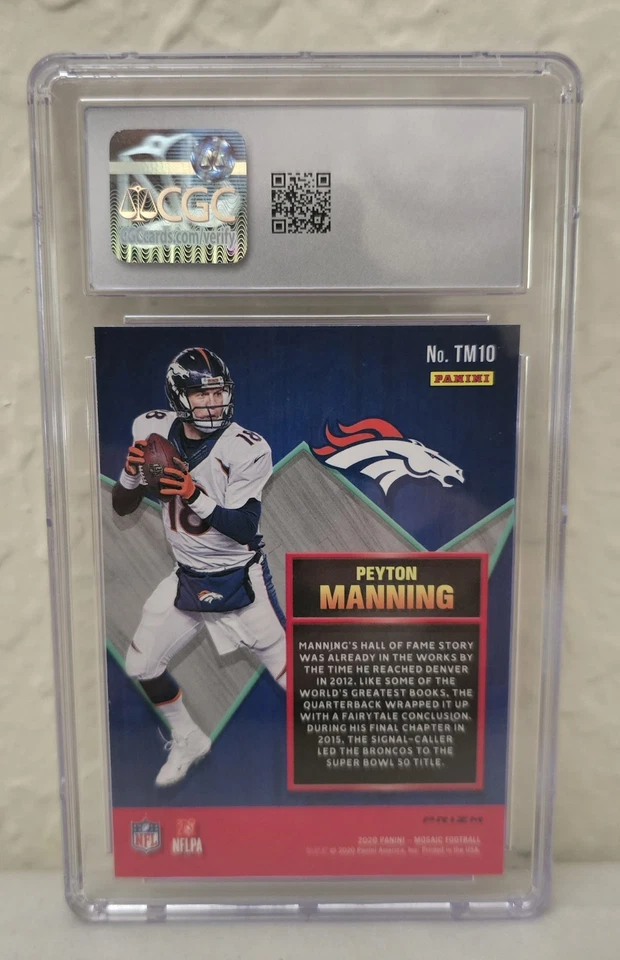 2020 Panini Mosaic Touchdown Masters Prizm Peyton Manning CGC 10 GEM Mint HOF - Image 2 of 2