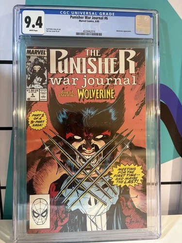 THE PUNISHER WAR JOURNAL #6 1989 - 1st Meeting Wolverine CGC 9.4 Graded Jim Lee