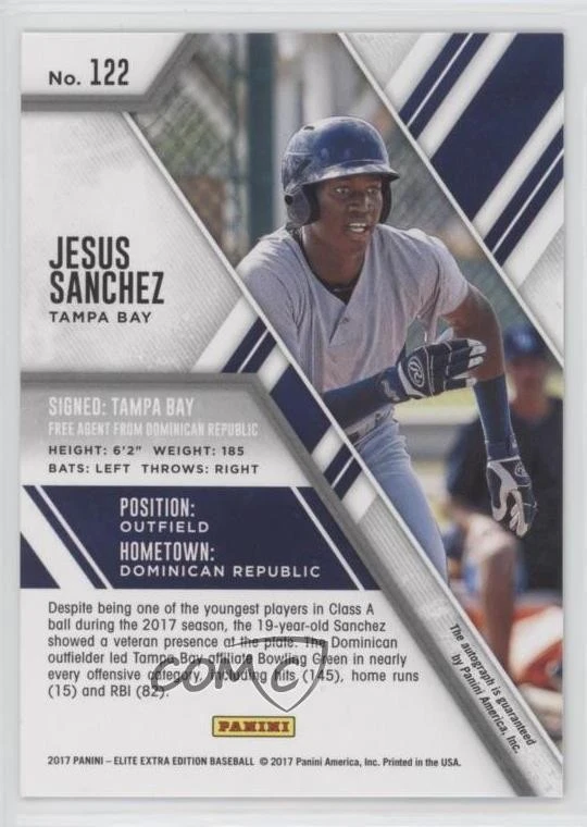 2017 Panini Elite Extra Edition Emerald Auto /25 Jesus Sanchez #122 Auto - Image 2 of 2