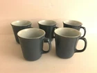 Vintage Pyrex Slate Blue White Milk Glass Coffee Tea Cup Mug (Set of 5) D Handle