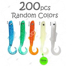 200pcs Random colors 4" Blams Swimbaits minnows Squid Fishing Soft Lure 4in NEW