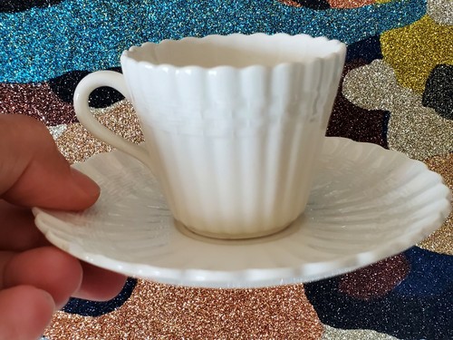 Spode Copeland Chelsea Wicker Demitasse Set Coppa e Dischi vecchio timbro posteriore - Foto 3 di 4