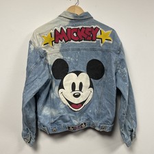 Jou Jou Disney Mickey Mouse Medium Denim Jacket Acid Wash Blue Rare