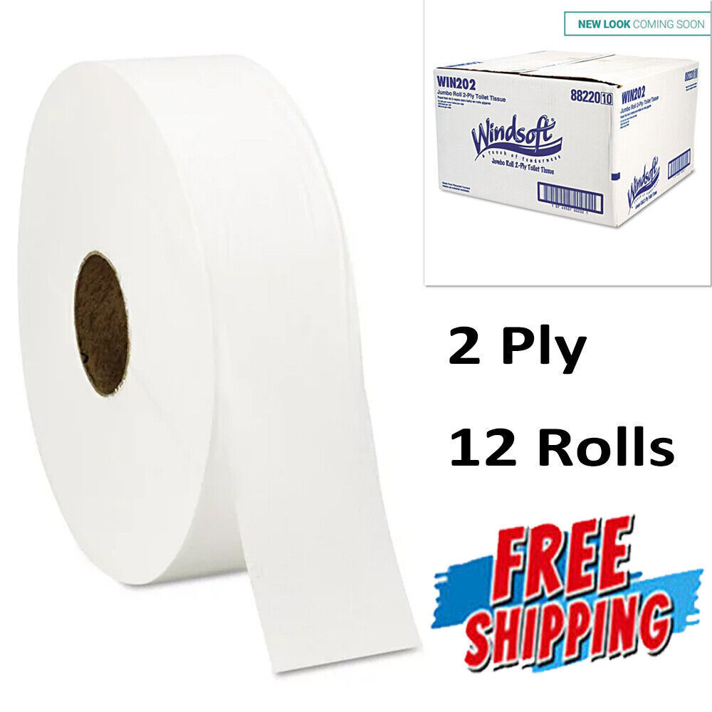 Toilet Paper General Household Supplies Jumbo Roll 2-Ply 12 Carton Restrooms Hot
