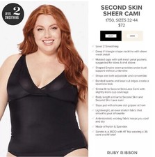 RUBY RIBBON SECOND SKIN SHEER CAMI 1750 NEW 