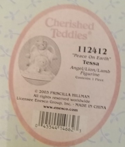 2003 Cherished Teddies PEACE ON EARTH 'Tessa Angel With Lion & Lamb Figurine - Picture 8 of 9