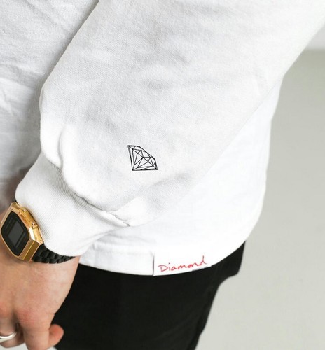 Diamond Supply Co. Men's Paradise OG Script Long Sleeve Tee T-Shirt in White - Picture 3 of 4