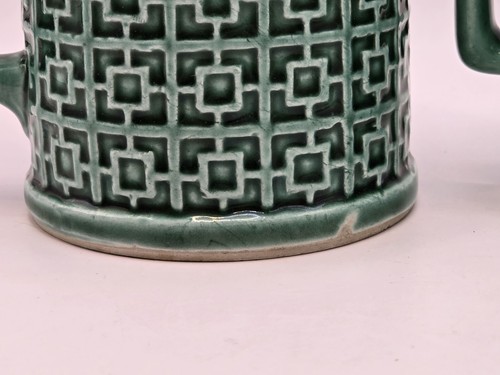 VTG MCM 1965 Set/2 Holt Howard Coffee Tea Mugs Green Celtic Pattern 3.75” RARE - Picture 5 of 9