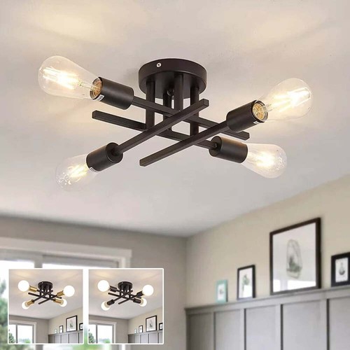 Sputnik Ceiling Light 4 Arms Chandeliers Gold Industrial Fitting Living Room E27 - Picture 14 of 17