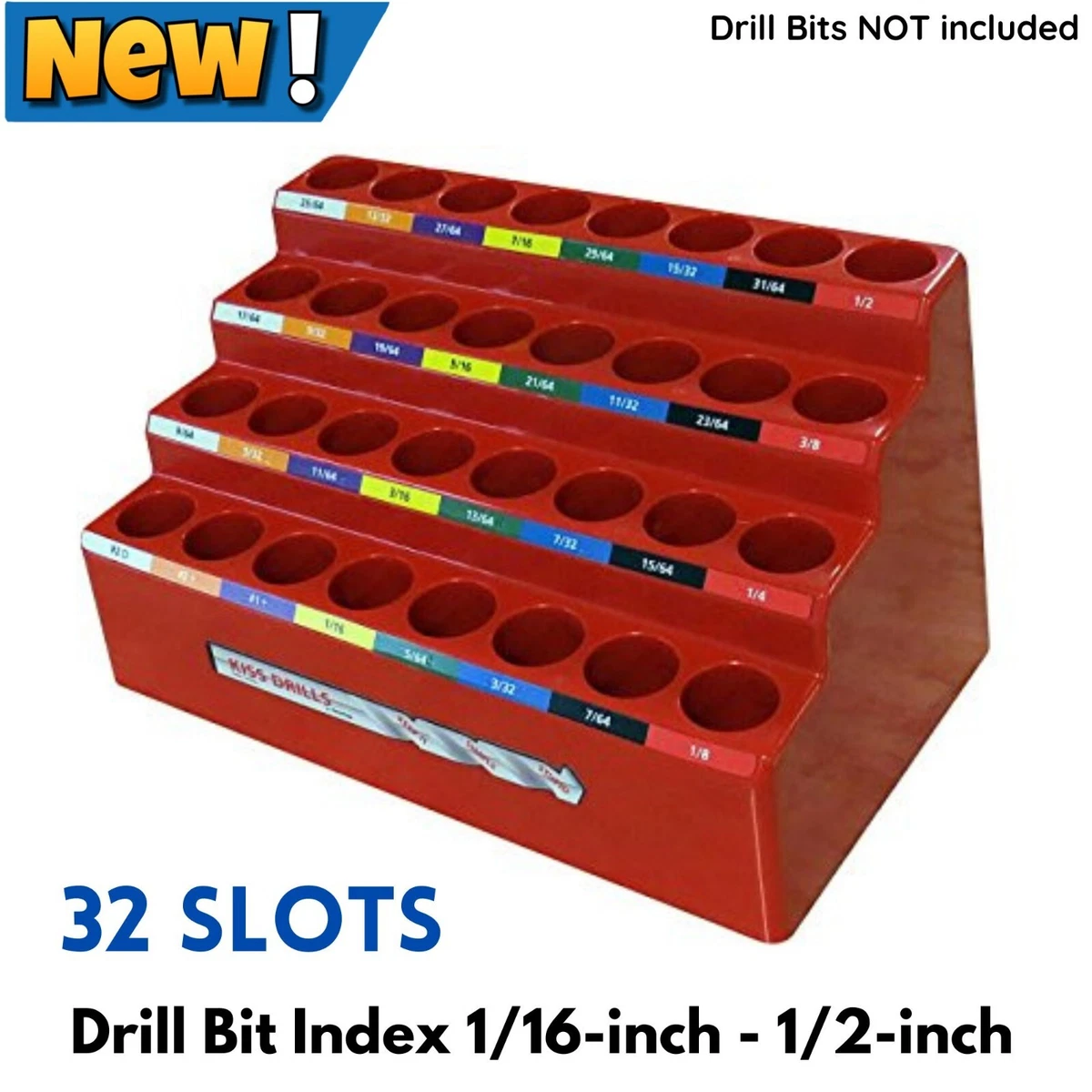 Drill Bit Organizer Holder 1/16" - 1/12" Size Bit Storage Index  for Workbench | eBay
