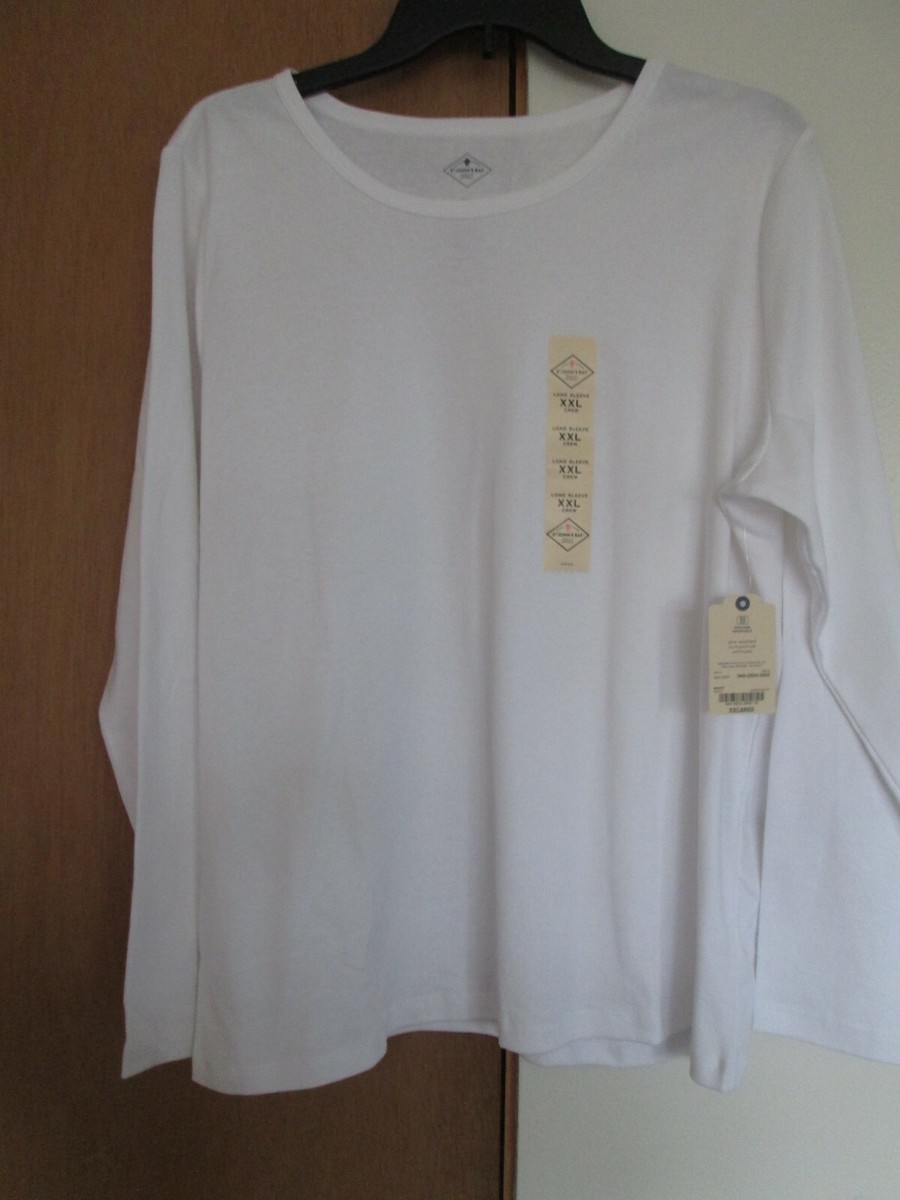 ★Siyazu★ SITP5071 cotton long sleeve Tshirt_Off white St. John's Bay-Women's Size XXL Crew Neck Long Sleeve T