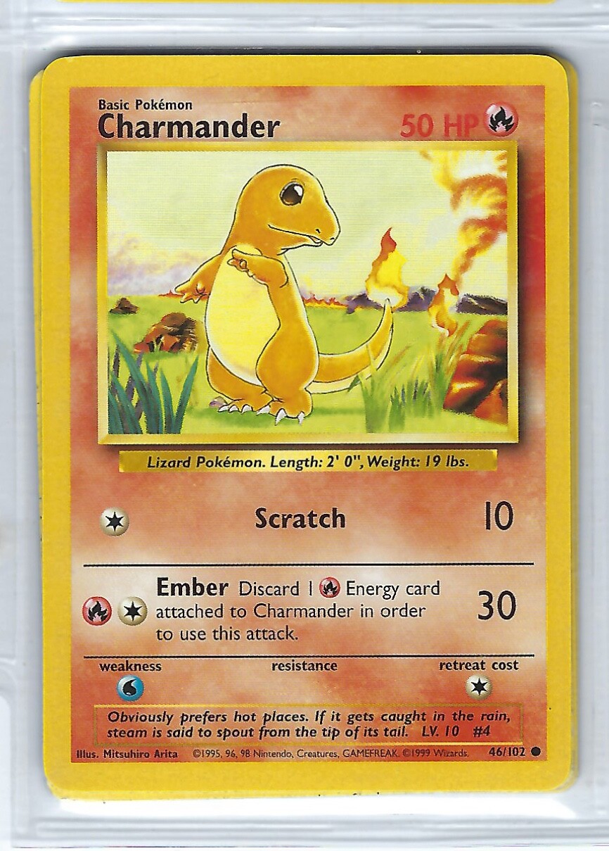 VTG Pokemon TCG Charmander Card - 58/102 - Base Set - 1999