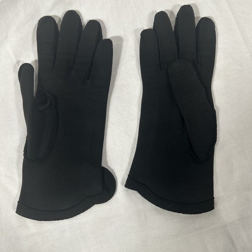 Crescendoe Vintage Scalloped Gloves Girl's Size 6 (Like Youth M) Black Dress - Picture 3 of 6