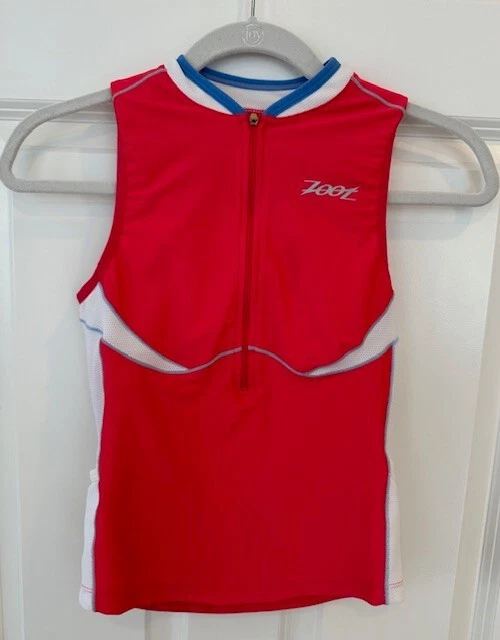 Camiseta de triatlón Zoot para mujer XS Coral Y2K, ciclismo, natación, correr, patrón de color raro Foto 2 de 4