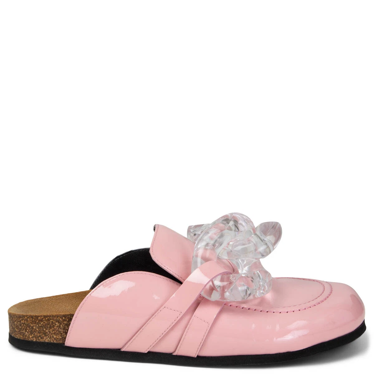 66150 auth J.W. ANDERSON pink patent leather CHUNKY CHAIN Mules Flats Shoes 41