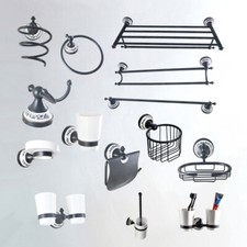 Wall Mounted Bath Toilet Black Hardware Towel Bar Shelf Bathroom Accessories Set