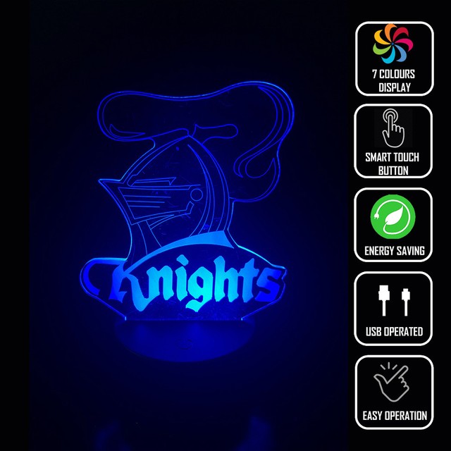 Night Light NEWCASTLE KNIGHTS FOOTBALL 3D Acrylic LED 7 Colour Touch