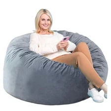Bean Bag Chairs, Memory Foam Bean Bag Chair for Adults/Teens/Kids, 3 FOOT Grey