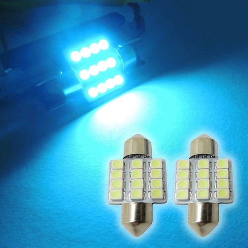 2Pcs Ice Blue 31mm 12-SMD LED Lamp Bulbs For Car Interior Map Dome Door Lights - Picture 10 of 11