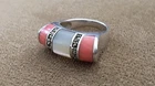 Sterling Silver Rare Design Pristine MOP Coral Marcasite Dome Top Size 6 Ring