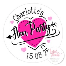 Personalised Bride Wedding Hen Do Party Weekend Arrow Heart Bag Sticker Label 