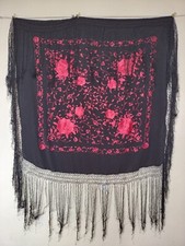 Amazing Chinese type silk needlework fringes piano shawl embroidery itm617