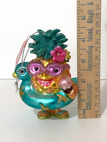 Piña de Navidad con adorno de vidrio flotante piscina tropical helado nuevo con etiquetas - Imagen 5 de 6