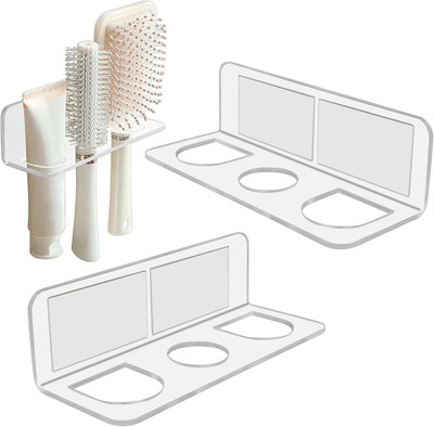Acrylic Hair Brush Holder Adhesive Hair Tool Organizer,Hair Comb Holder with 3 H
