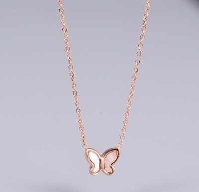 Women Titanium Stainless Steel Animal White Seashell Butterfly necklace 16-18''