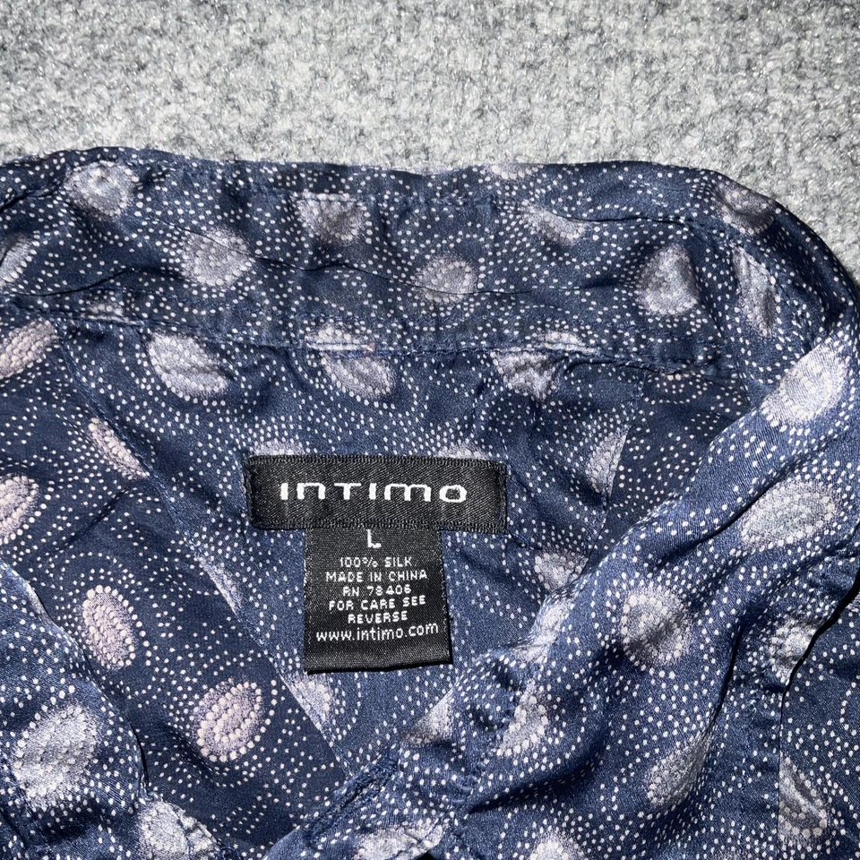 Camisa INTIMO Para Hombres Talla L AZUL SEDA ABOTONADA CAUSAL FECHA DE NEGOCIOS FIESTA Foto 3 de 4