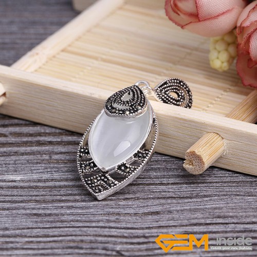Cadena collar colgante plata marcasita cuentas arenisca ágata arenisca ovalada - Imagen 12 de 34