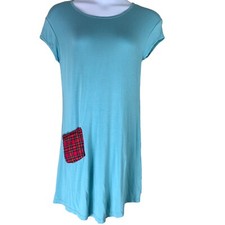 Yala Dress Size Small Short Sleeved Blue Knee Length ALTERED Pocket Accent