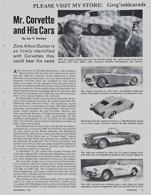 Orig. 1963 Chevrolet Corvette 5 page Introduction article, in print ad category