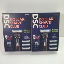 2  Dollar Shave Club Packs 6 Blade Razor with Shave Butter 1 Handle 4 Cartridges