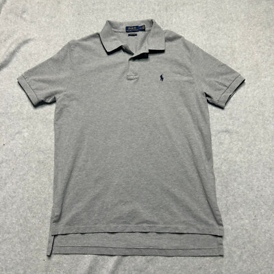 Polo Ralph Lauren Shirt Mens Large Gray Classic Fit Rugby Navy