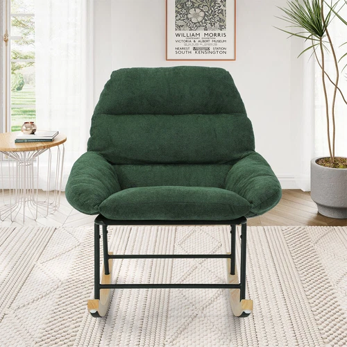 Holz Schaukelstuhl, Schaukelsessel mit Armlehnen Rocking Chair Sessel bis 115kg - Bild 12 von 39
