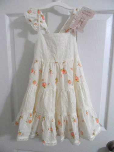NEW Catherine Malandrino Eyelet Orange Floral Dress Ruffled Hem Size 4T Girls