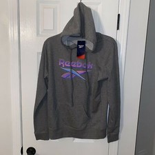 Reebok Womens Charcoal Gray Hoodie Size L DS With Tags Spellout 45 MSRP