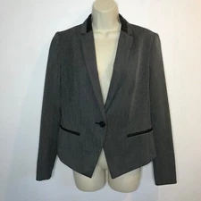 Metaphor Women's Blazer Jacket Gray 8 / MEDIUM Black Faux Leather Suit Separate
