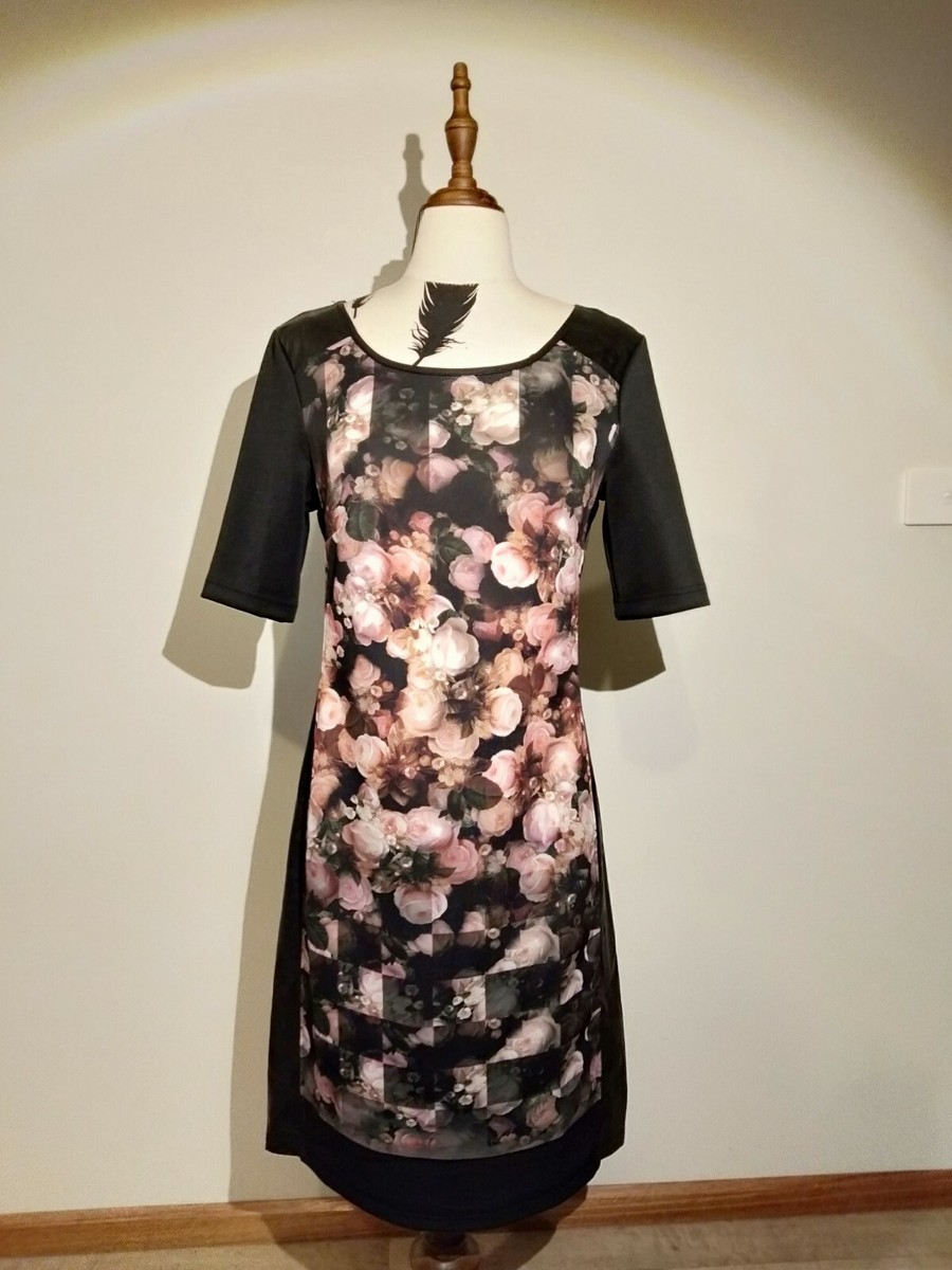 faux leather tiered dress Leather Tier Dress, Black main image 1