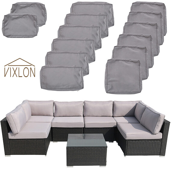 14 Pcs Outdoor Patio Chair Cushion Covers Set Replacement Sofa Grey  Slipcover