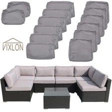 14 Pcs Outdoor Patio Chair Cushion Covers Set Replacement Sofa Grey Slipcover
