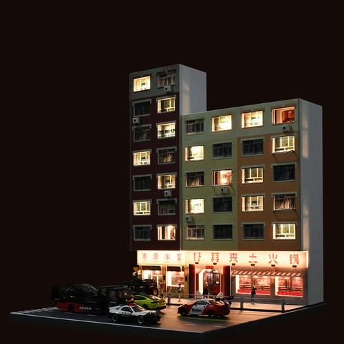 NW 1/64 Diorama Parking Lot Model LED Diecast Car Garage Scene Display Case Gift - Picture 38 of 87