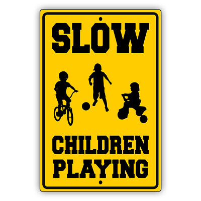 Schild „Slow Children Playing“ – 30 X 40 Cm, Aluminium, Wasserdicht & Reflektierend, Für Auffahrt & Hof
