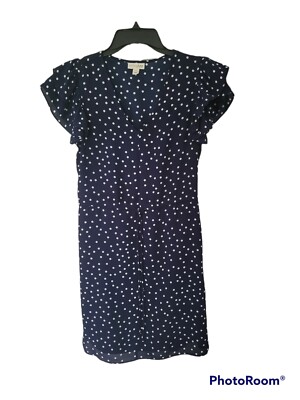 Mason Jules Summer Dress Size S Blue Polka Dot Ruffle Sleeve Mini A line V neck | eBay Mason Jules Summer Dress Size S Blue Polka Dot Ruffle Sleeve Mini A line V neck | eBay